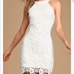 Lulus love poem white lace dress - L